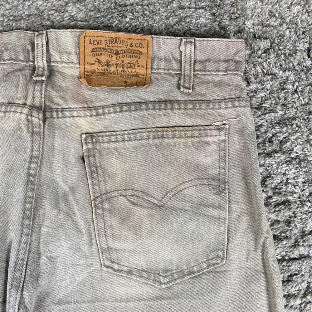 Vintage Levis 509 Jeans Men 36x30 Grey Denim Straight Leg Pant Black Tab USA 80s